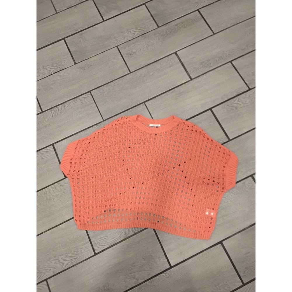 Do Everything In Love Coral‎ Crochet Knit Oversized Sweater One Size.